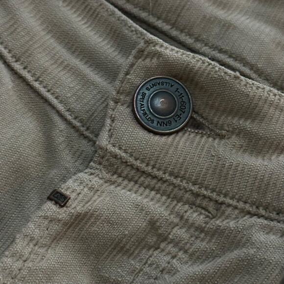 ALLSAINTS Button Fly Corduroy Pants REWORKED Trousers Beige Tan Slim Flat Front - Picture 5 of 11